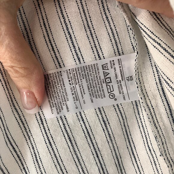 Banana Republic White Stripe Linen-Blend Shirt XS NWT - Picture 8 of 8